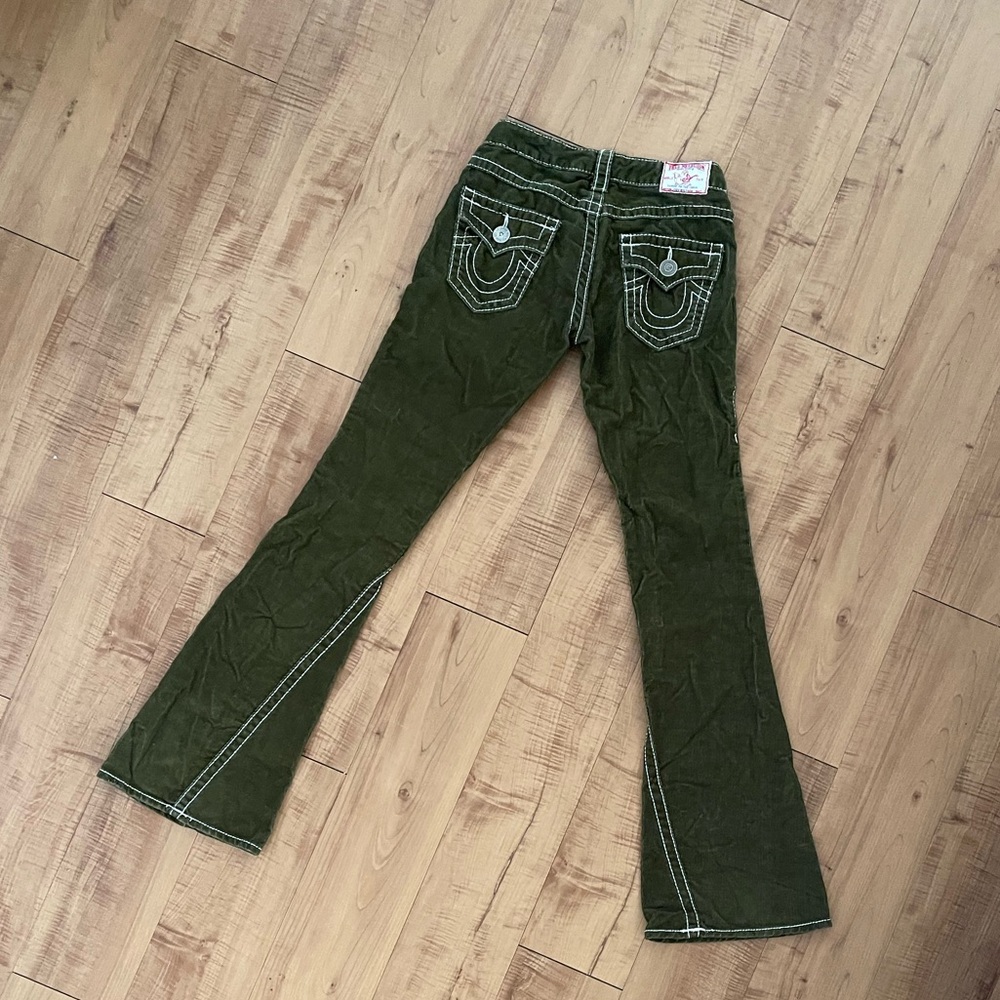 True Religion Joey BIG T Green Corduroy Y2K Jeans Brand New